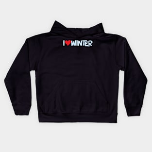 I Heart Winter Illustrated Text with a heart Kids Hoodie